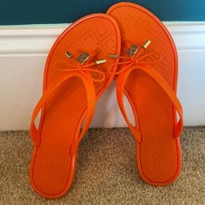 Orange Tory Burch flip flops SIZE 7